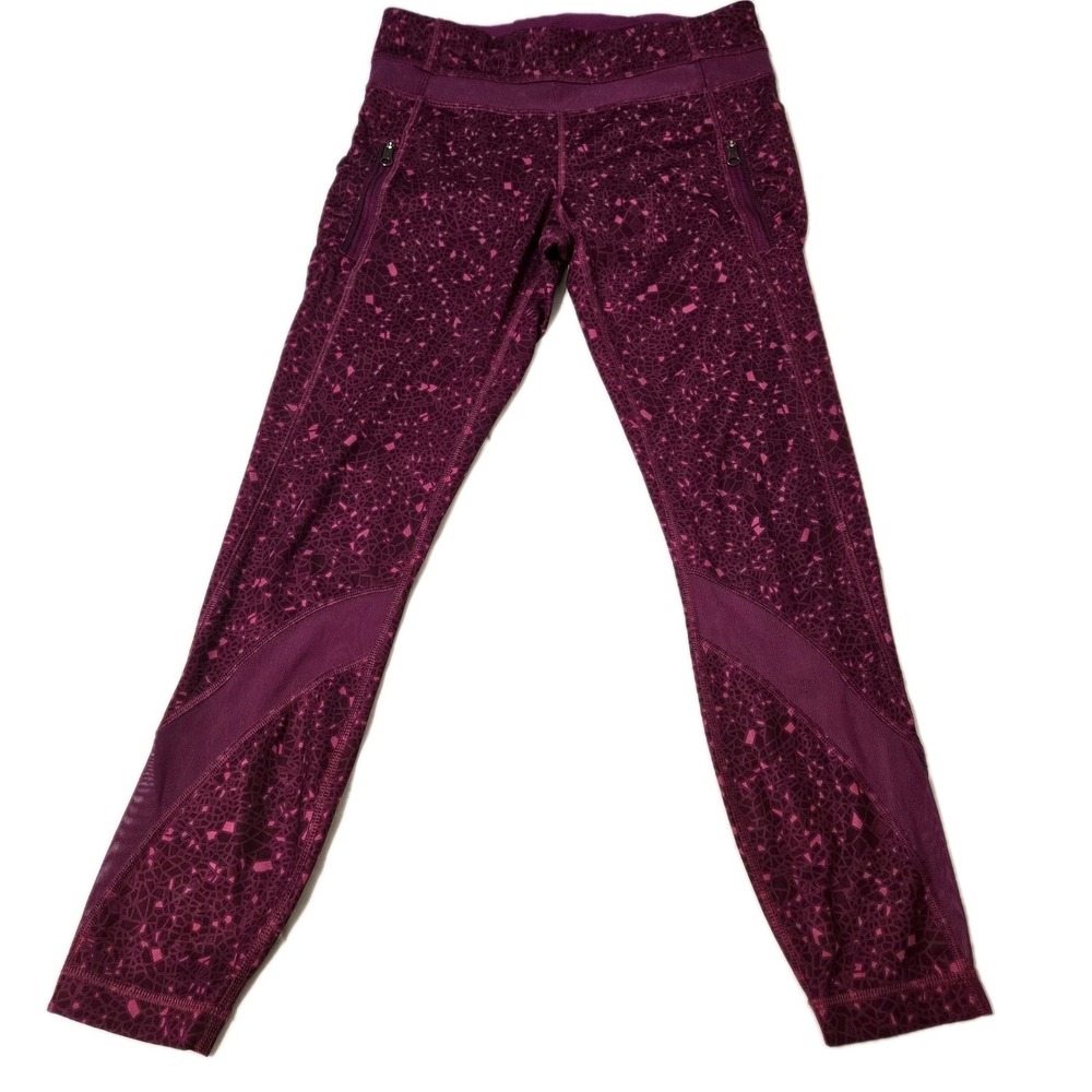 Lululemon Inspire Tight II 7/8 Leggings Paradise Geo Regal Plum Pockets Size 6
